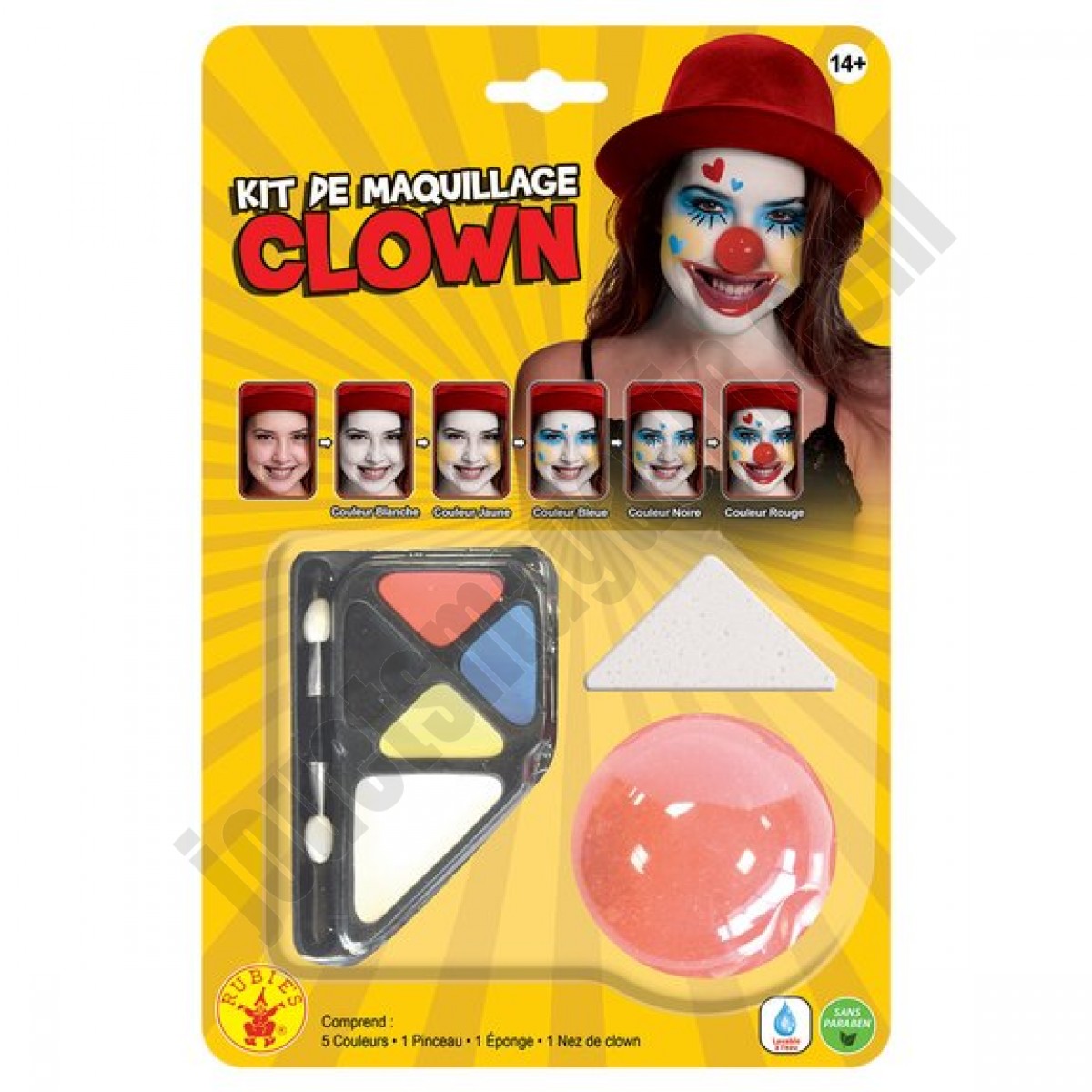 Kit de maquillage Clown avec nez - Halloween - déstockage - Kit de maquillage Clown avec nez - Halloween - déstockage