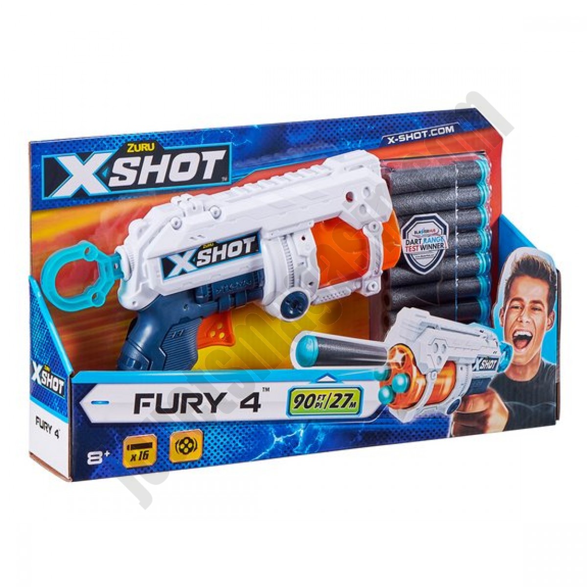 Pistolet X-Shot Fury 4 - Barillet 4 Coups - 16 Flèches - déstockage - Pistolet X-Shot Fury 4 - Barillet 4 Coups - 16 Flèches - déstockage