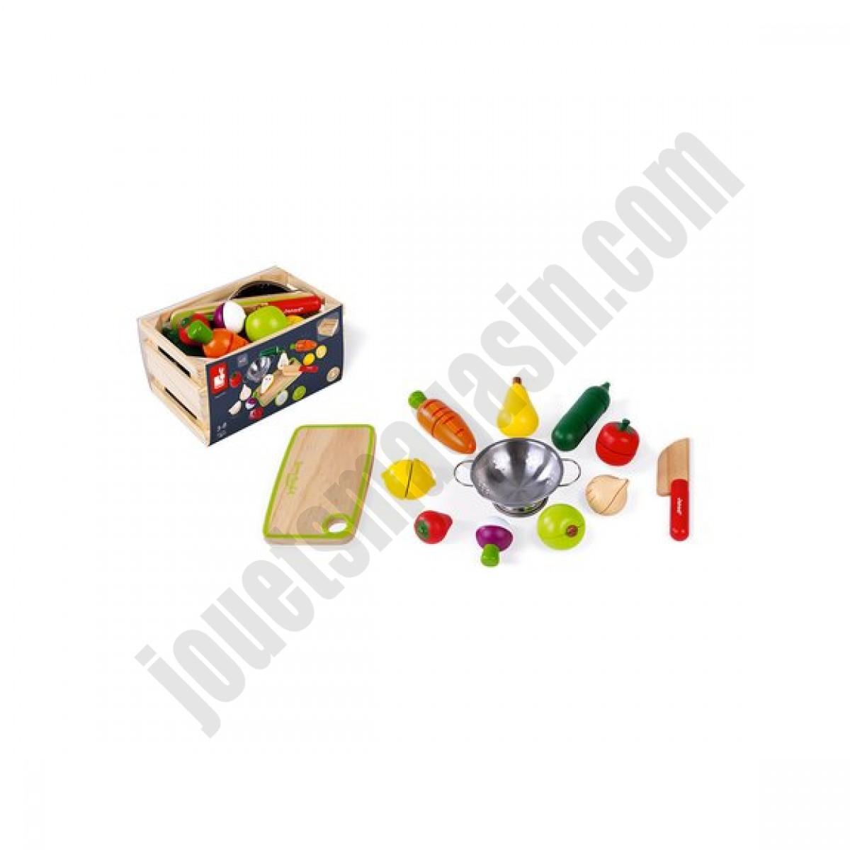Maxi set de fruits et légumes en bois à découper En promotion - Maxi set de fruits et légumes en bois à découper En promotion
