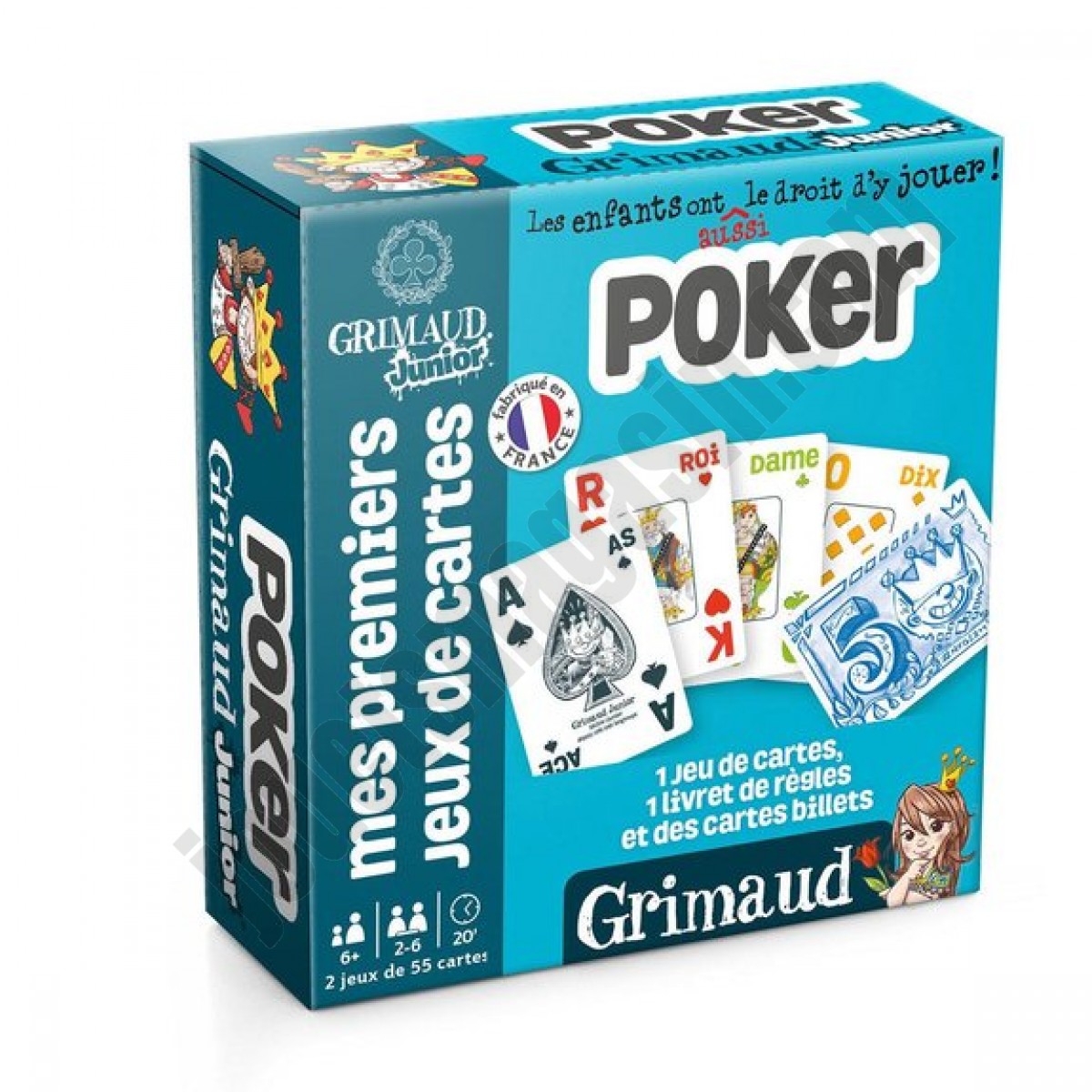 Jeu de 54 cartes de poker Grimaud junior En promotion - Jeu de 54 cartes de poker Grimaud junior En promotion
