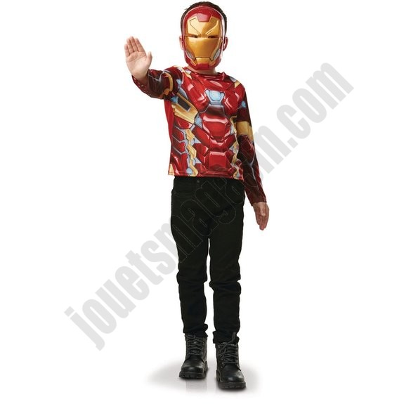 Déguisement Top Classique Iron Man + Masque - déstockage - -1
