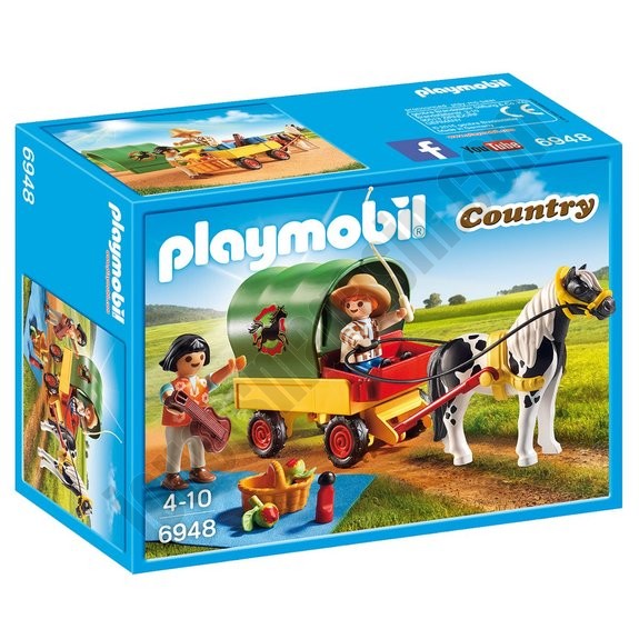 Enfants avec chariot et poney Playmobil Country 6948 - déstockage - -0