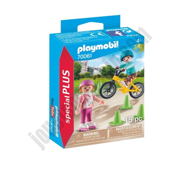 Enfants avec vélo et rollers Playmobil City Life 70061 - déstockage - -0
