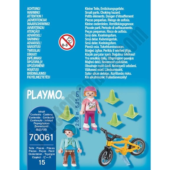 Enfants avec vélo et rollers Playmobil City Life 70061 - déstockage - -3