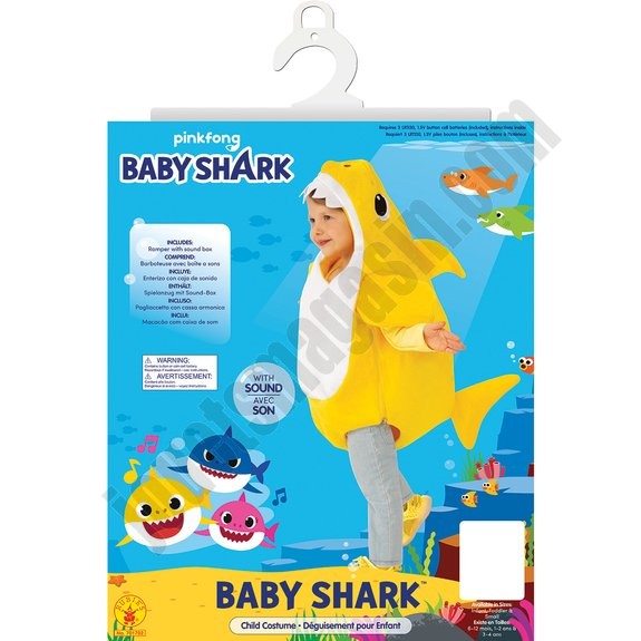 Déguisement musical Baby Shark Taille 2-3 ans - déstockage - -1