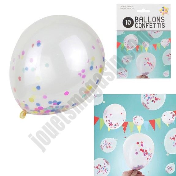10 ballons confettis multicolores En promotion - -0