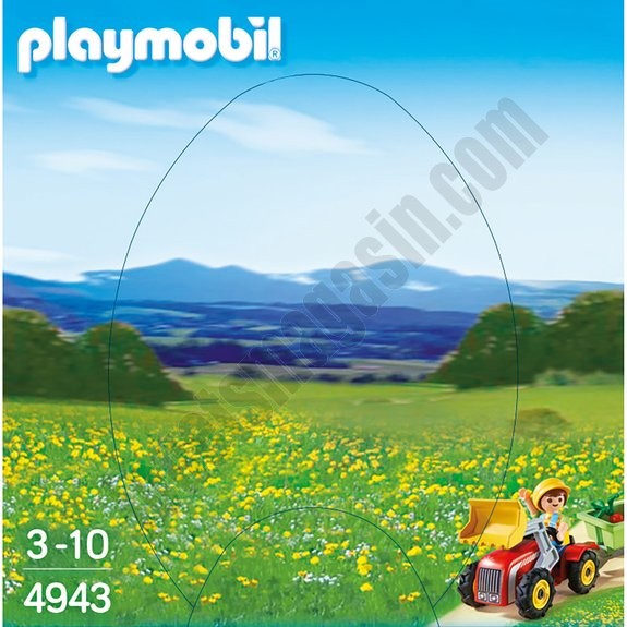 Enfant avec tracteur et remorque Playmobil 4943 - déstockage - -2