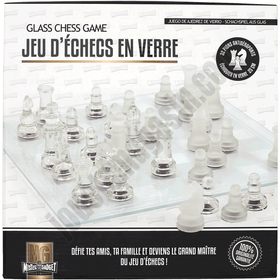 Nouveauté Jeu d'échecs en verre 25X25 cm En promotion - -0
