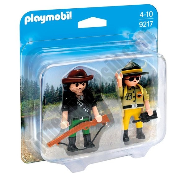 Duo garde-forestier braconnier Playmobil Wild Life 9217 - déstockage - -0