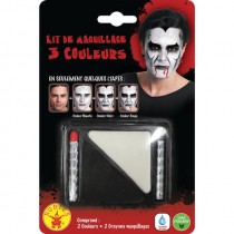Kit de maquillage blanc et noir Halloween - déstockage