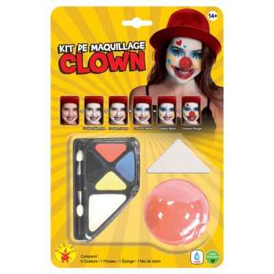 Kit de maquillage Clown avec nez - Halloween - déstockage