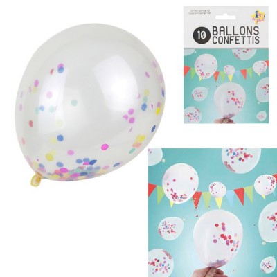 10 ballons confettis multicolores En promotion