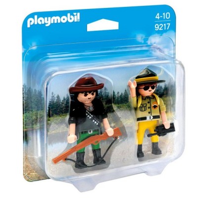 Duo garde-forestier braconnier Playmobil Wild Life 9217 - déstockage